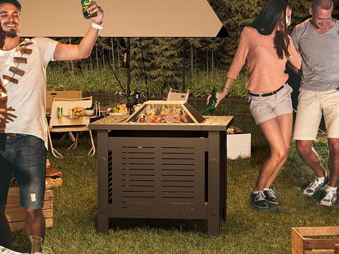 U-MAX Fire Pit Table, 30 Inch Wood Burning BBQ Grill Firepits, Metal Fireplaces - Image 6