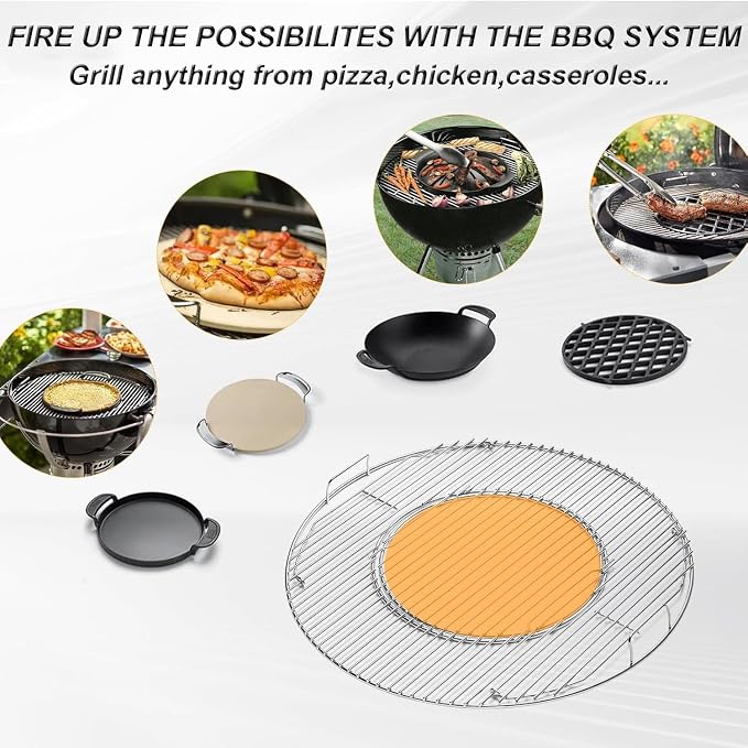 Hinged Cooking Grate for 22.5” Charcoal Grill, Charcoal Kettle, One-Touch Silver - Image 3