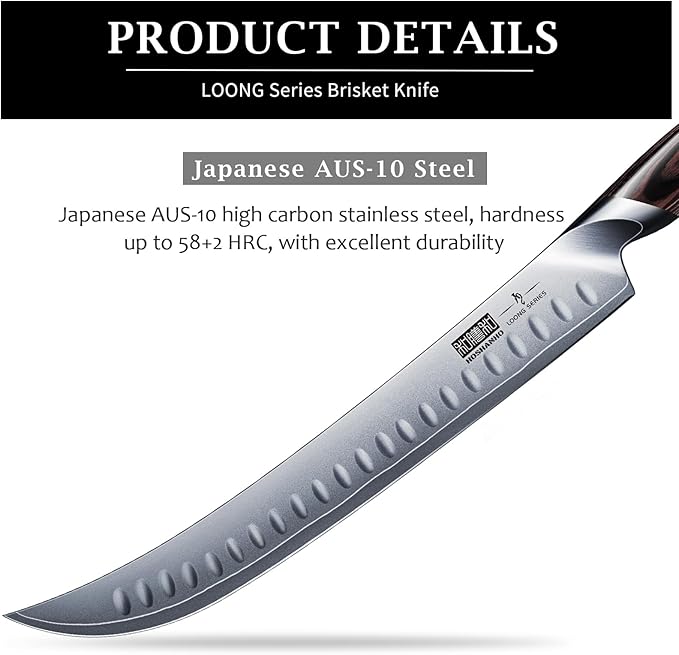 HOSHANHO Carving Slicing Knife, 12 Inch Japanese High Carbon Steel Brisket Knife - Image 2