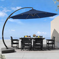 7 Piece Patio Dining Set with 11ft Patio Umbrella, 7 Black Outdoor HDPE Dining by Unknown
