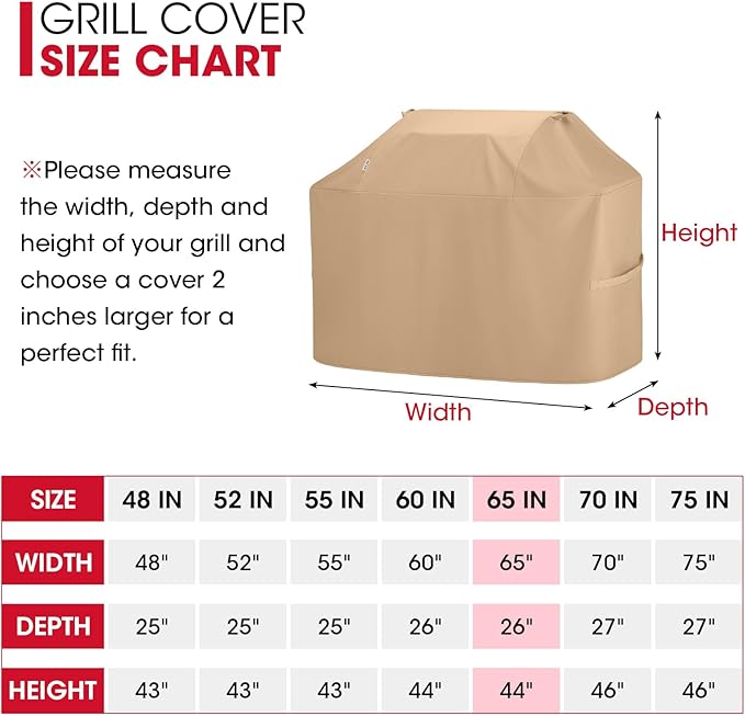 Unicook 65 Inch Grill Cover for Outdoor Grill, Heavy Duty Waterproof BBQ Covers - Image 6