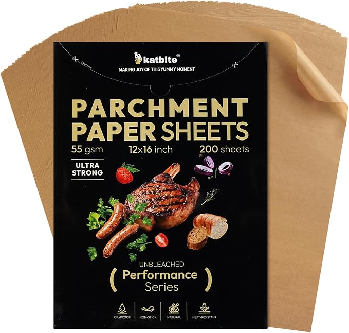Katbite 200 Pcs Parchment Paper Sheets, 12x16IN Ultra-strong Unbleached Baking by katbite