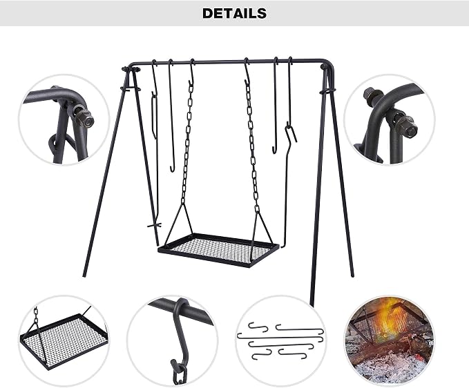 REDCAMP Swing Campfire Grill Stand - Image 3