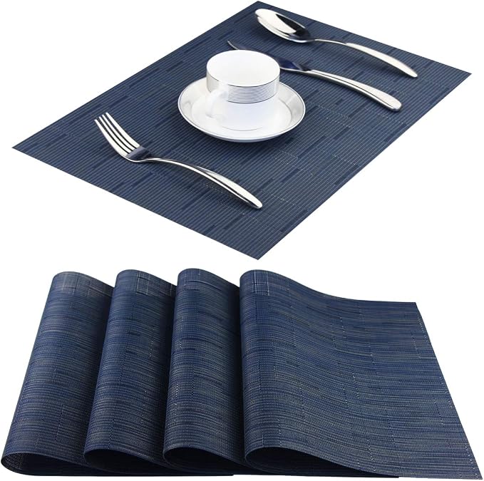 Vinyl Placemats, Washable Table Mats Easy to Clean Woven Placemats by PandaPalm