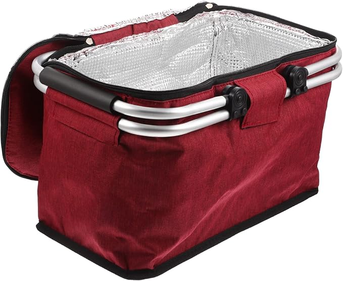 Portable Picnic Basket Handle Insulated Folding Tote Bag by HAKIDZEL