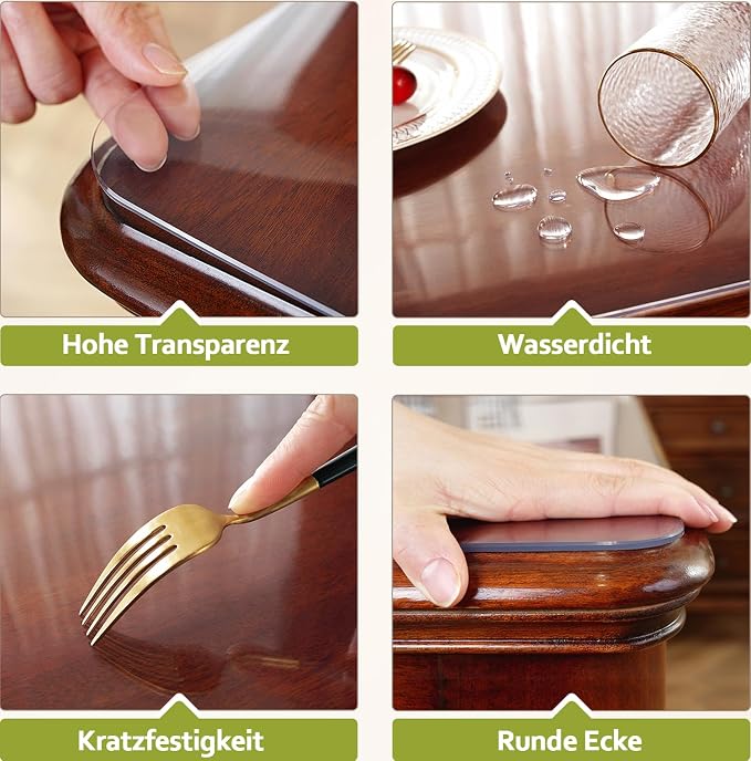 OstepDecor Clear Table Protector 38 x 84 Inch, 2mm Thick Plastic Table Cover - Image 3