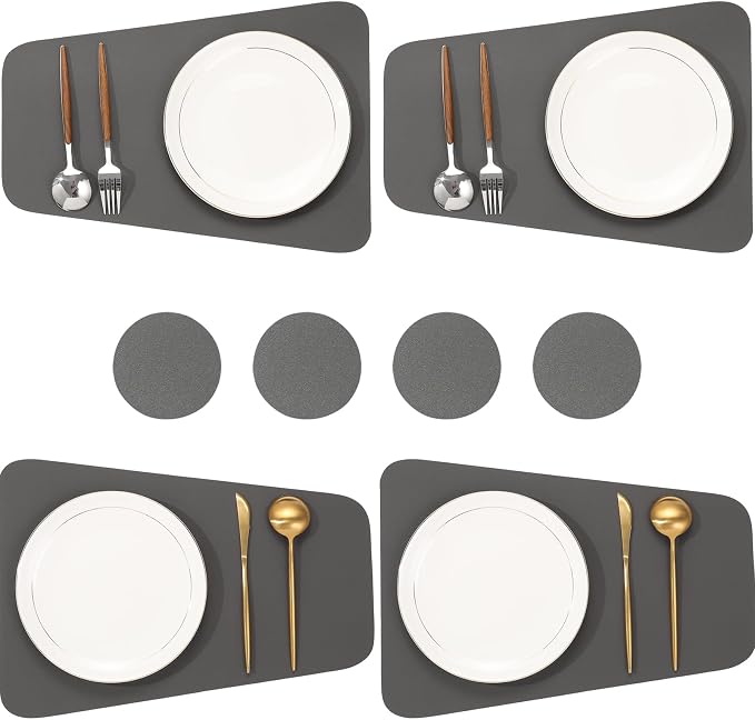 Faux Leather Waterproof Placemats Set of 8-Heat Resistant Non Slip and Scratch by Unknown