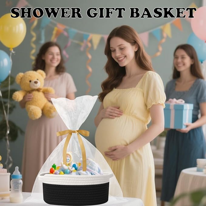 Gift Basket with Gift Bag and Ribbons, Small Rope Woven Shelf Storage, Baskets - Image 4