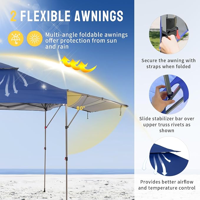 CROWN SHADES 10x10 Pop up Canopy Tent Patended Centerlock Instant Commercial - Image 3