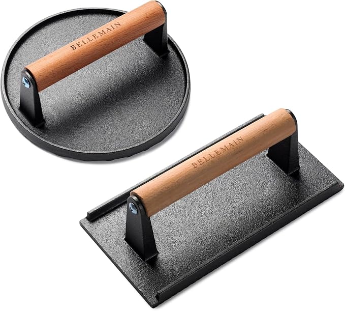 Bellemain Heavy-Duty Cast Iron Grill Press Set – Perfect Smash Burger Press & - Image 2