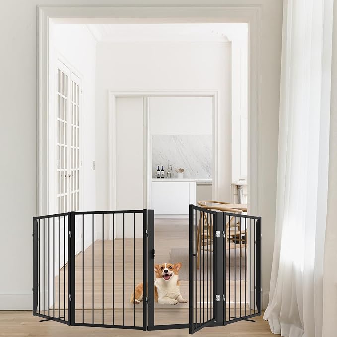Metal Freestanding Dog Gate, Foldable Extra Wide 118", Portable Dog Fence - Image 6