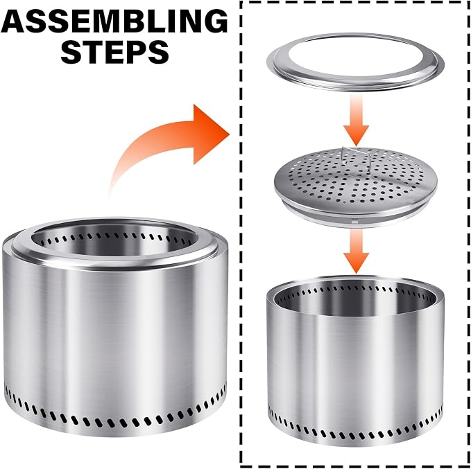 HGD 20 Inch Smokeless Patio Fire Pit, Outdoor Wood Burning Stove, Stainless - Image 4