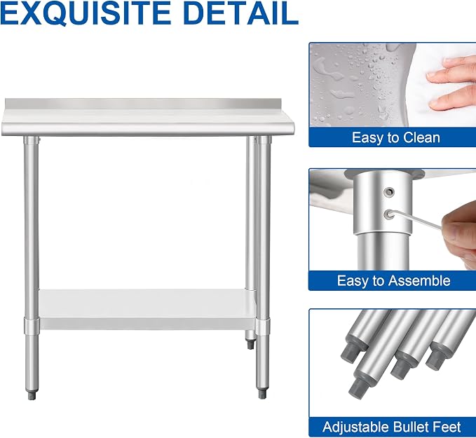 HARDURA Stainless Steel Commercial Work Table Prep Work Metal Table 14×36 Inches - Image 5