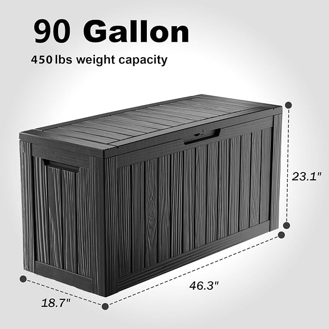 90 Gallon Deck Box, Resin Outdoor Storage Box - Image 3