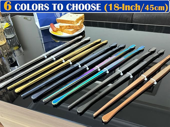 Grill Tongs, 18 Inch Stainless Steel, Set of 2