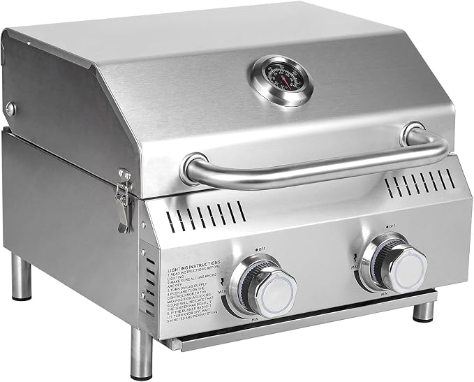 Bestfire Tabletop Gas Grill 2 Burners, 000 BTUs Stainless Steel Portable by GrillsOutdoorCooking