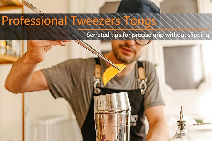 Tweezer Tongs Set, 6 Pieces, 12 and 6.3 Inch, Stainless Steel