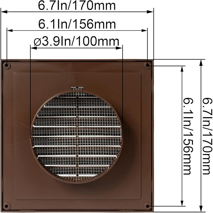 Brown 4" Inch Ventilation Grille - Image 2