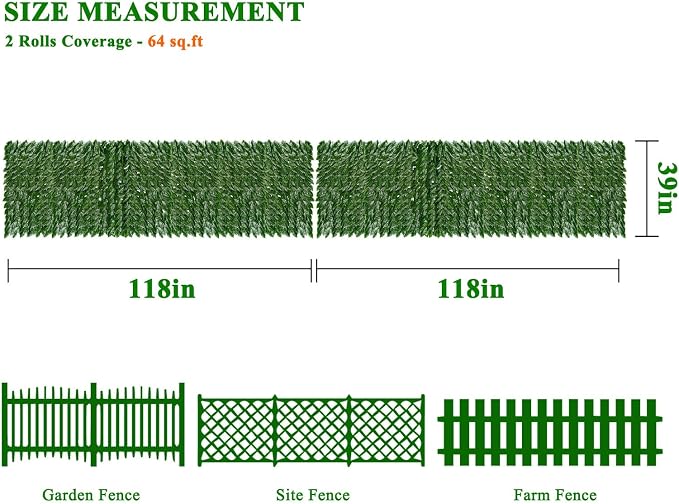 iCover 2PK 39 * 118in Artificial Ivy Privacy Fence Screen Cover, Highly Dense - Image 2
