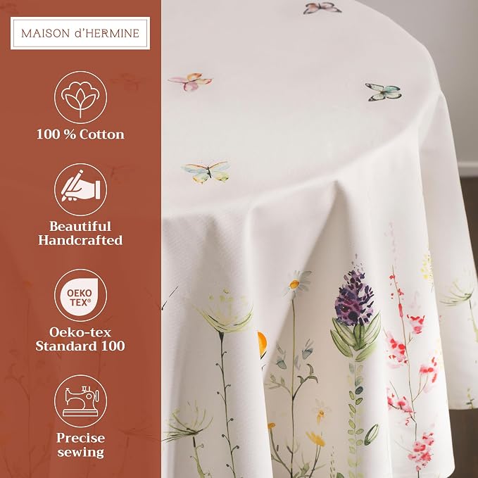 Maison d' Hermine Table Cloth Round Table 100% Cotton 69 Inches Tablecloth - Image 2