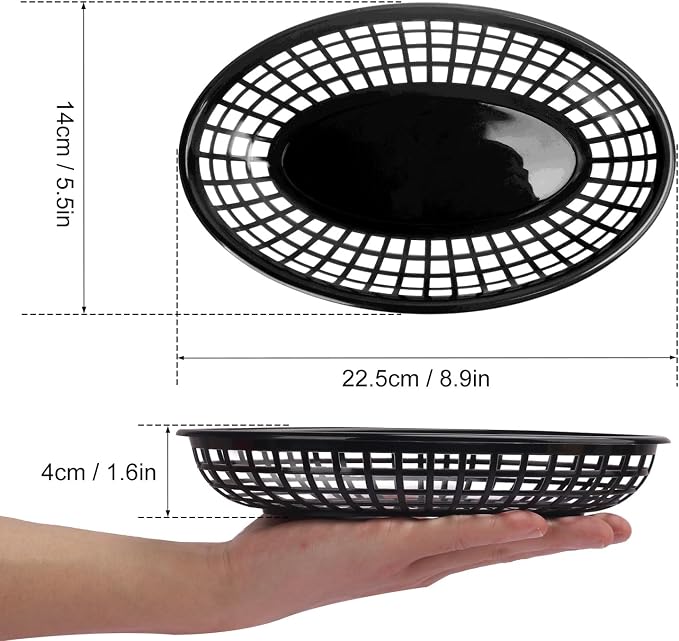 90 Pcs 9 x 5.7 Inch Reusable Oval Fast Food Baskets, Sturdy Plastic Serving - Image 2