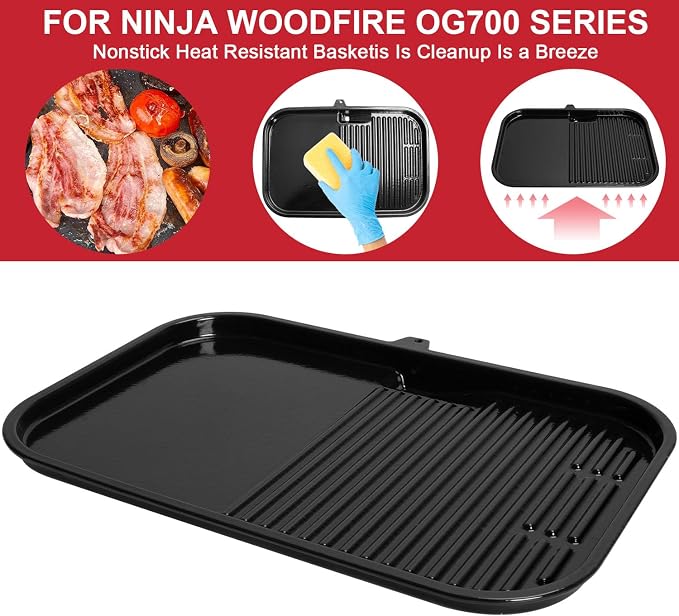 Griddle Plate for Ninja Woodfire Pro XL Connect OG800 OG900 Series, Flat Top - Image 5