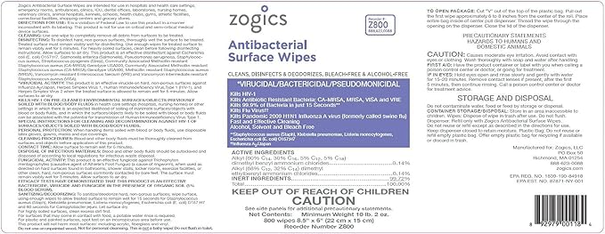 Zogics Antimicrobial Wipes and Tabletop Stainless Steel Wipe Dispenser - Image 5