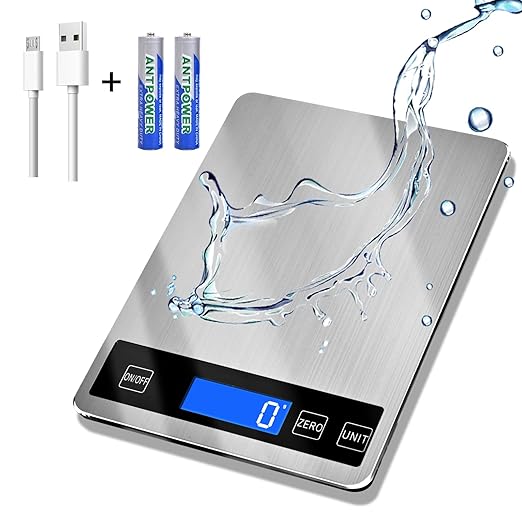 33lb Food Scale, Digital Kitchen Scale Batteries and USB Charging, 1g/0.05oz by Deweywei