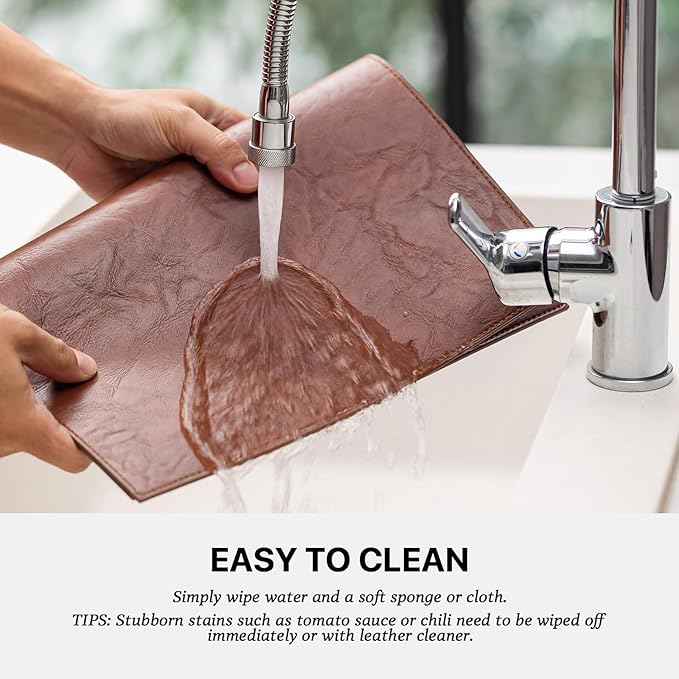 Faux Leather Placemats Set of 4 Vinyl Washable Wipeable Table Mats - Image 3