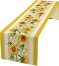 Yellow Sunflower Table Runner, Spring Summer Seasonal Floral Farmhouse Rustic by JanJCurt