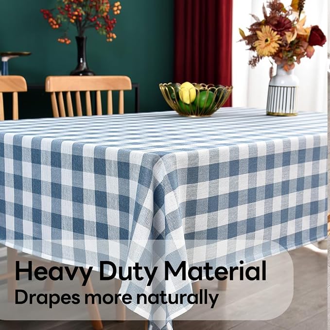 Gingham Table Cloth for Rectangle Tables Sky Blue Checkered Plaid Tablecloth - Image 5
