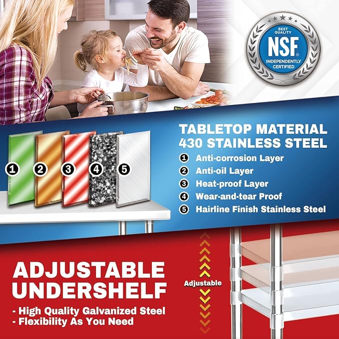DuraSteel 30x18 NSF Stainless Steel Cart Work Table - Image 4