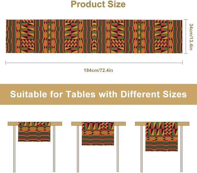 African Table Runner, Kwanzaa Black History Month Kente National Table Runner - Image 7