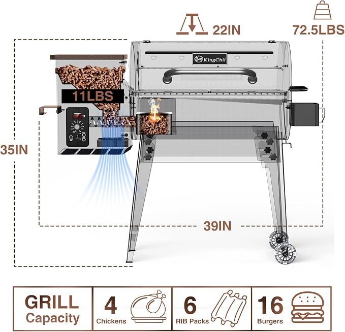 KingChii Portable Electric Wood Pellet Grill & Smoker - Image 6