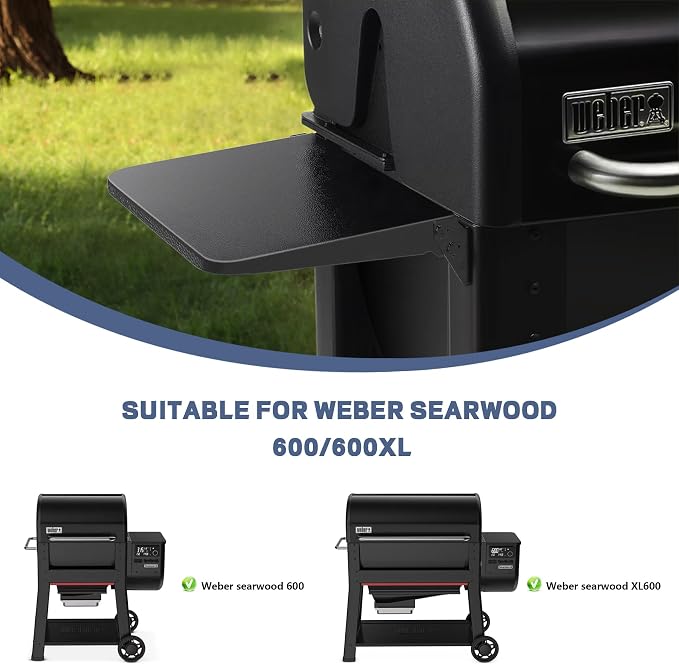 Folding Side Shelf for Weber Searwood 600 / XL 600 16” Grill Side Table Storage - Image 2