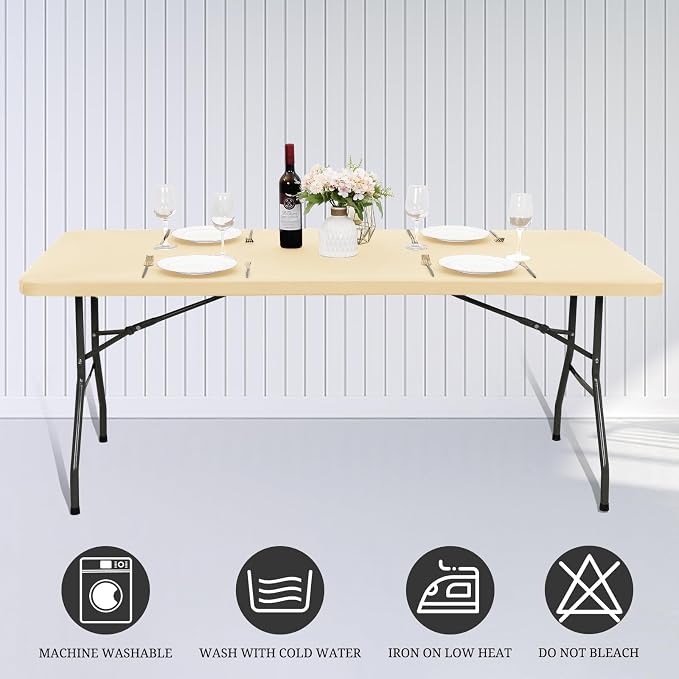 6 Pack Stretch Fabric Table Top Cap Cover, fits 6' Tables, Spandex Table Covers - Image 5