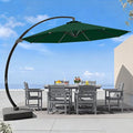 7 Piece Patio Dining Set with 11ft Patio Umbrella, 7 Gray Outdoor HDPE Dining by Unknown