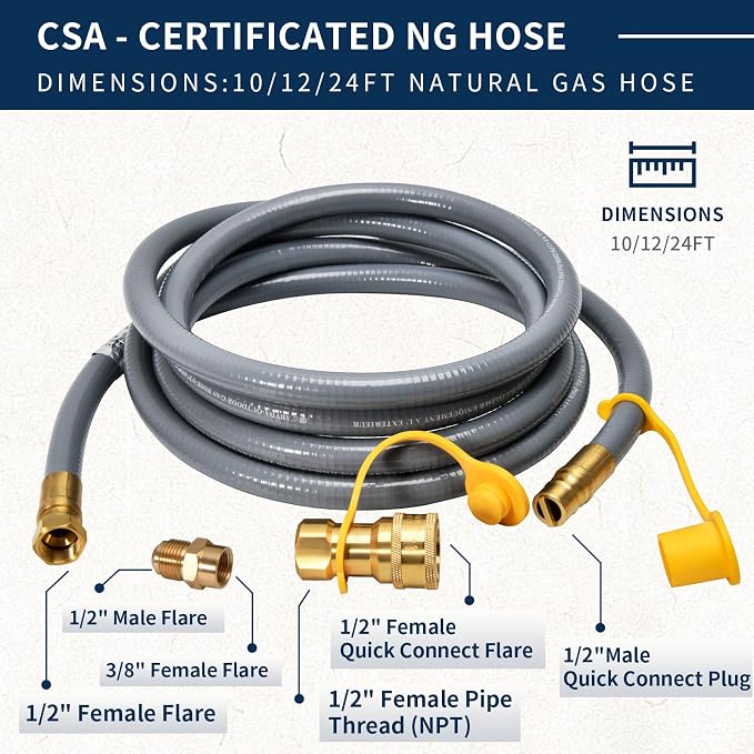 ABYDA 10Feet 1/2" ID Natural Gas Hose Low Pressure LPG Hose - Image 3
