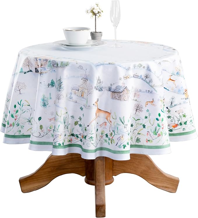 Maison d' Hermine Table Cloth Round Table 100% Cotton 63 Inches Fall Tablecloth by MaisondHermine