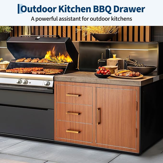 Stainless Steel Outdoor Kitchen Door Drawer Combo 38.2" W x 20.5" H x 22.6" D - Image 7