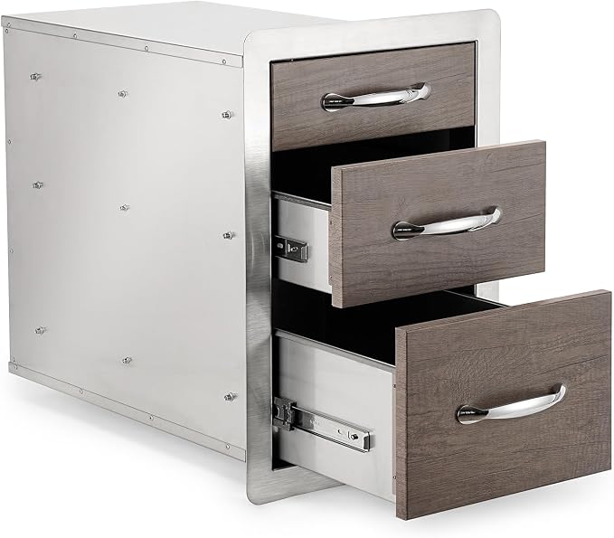 Stanbroil Outdoor Kitchen Drawers Triple BBQ Drawers 15" W x 21.3" H x 23" D by Stanbroil