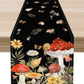 Mushroom Table Runner, Rustic Farmhouse Forest PlantsBotanical Wildfloral by Unknown