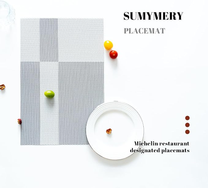 Placemats Set of 6 Vinyl/Plastic Woven Place Mats - Image 5