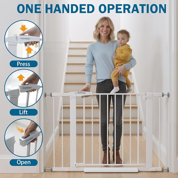 Baby Gate for Stairs, 29.7-40.6" Pressure Mounted Dog Gate, Auto Close Safety - Image 6