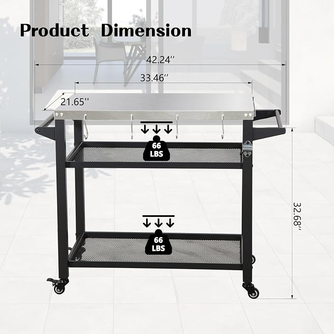 Domi 3-Tier Outdoor BBQ Grill Cart - Image 4
