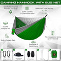 Double Nylon Hammock with Mosquito Net, Green and Grey