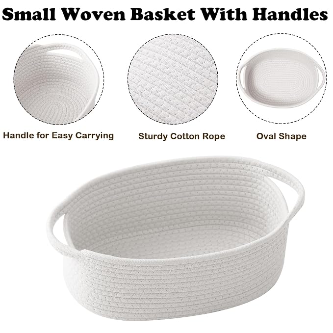Gift Basket with Gift Bag and Ribbons, Small Rope Woven Shelf Storage, Baskets - Image 3