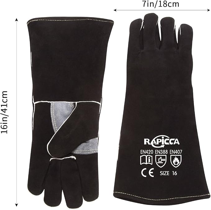 RAPICCA Welding Gloves 16IN Heat & Fire Resistant Leather - Image 8