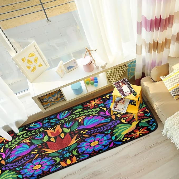 Floral Mexican Birds Kitchen Rugs Indoor Outdoor Non Slip Kitchen Floor Mats - Image 3