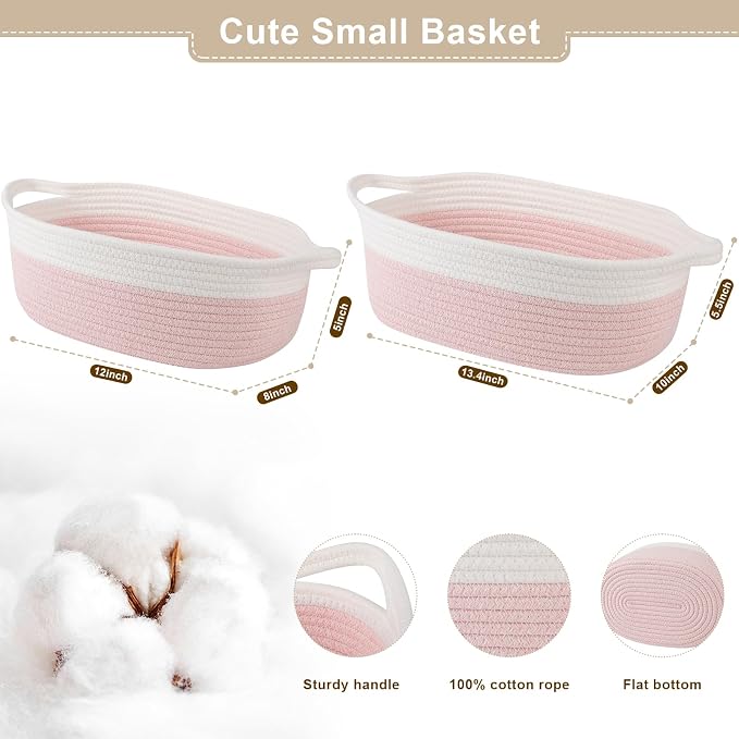 OIAHOMY Gift Basket Empty with Handle, 13.4"x 10"x 5.5" Small Woven Basket with - Image 3